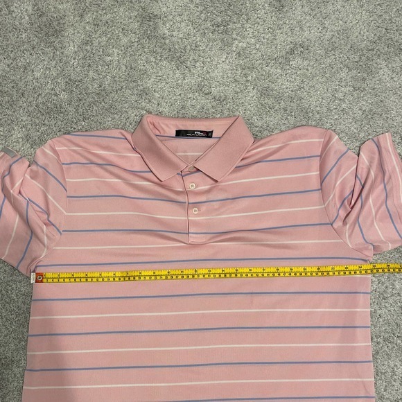 RLX Ralph Lauren Pink Golf Shirt Blue & White Stripes Size XL Preowned - Picture 6 of 7